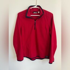 L.L. Bean Women's Red Fleece Quarter-Zip Sweater Vintage Size M